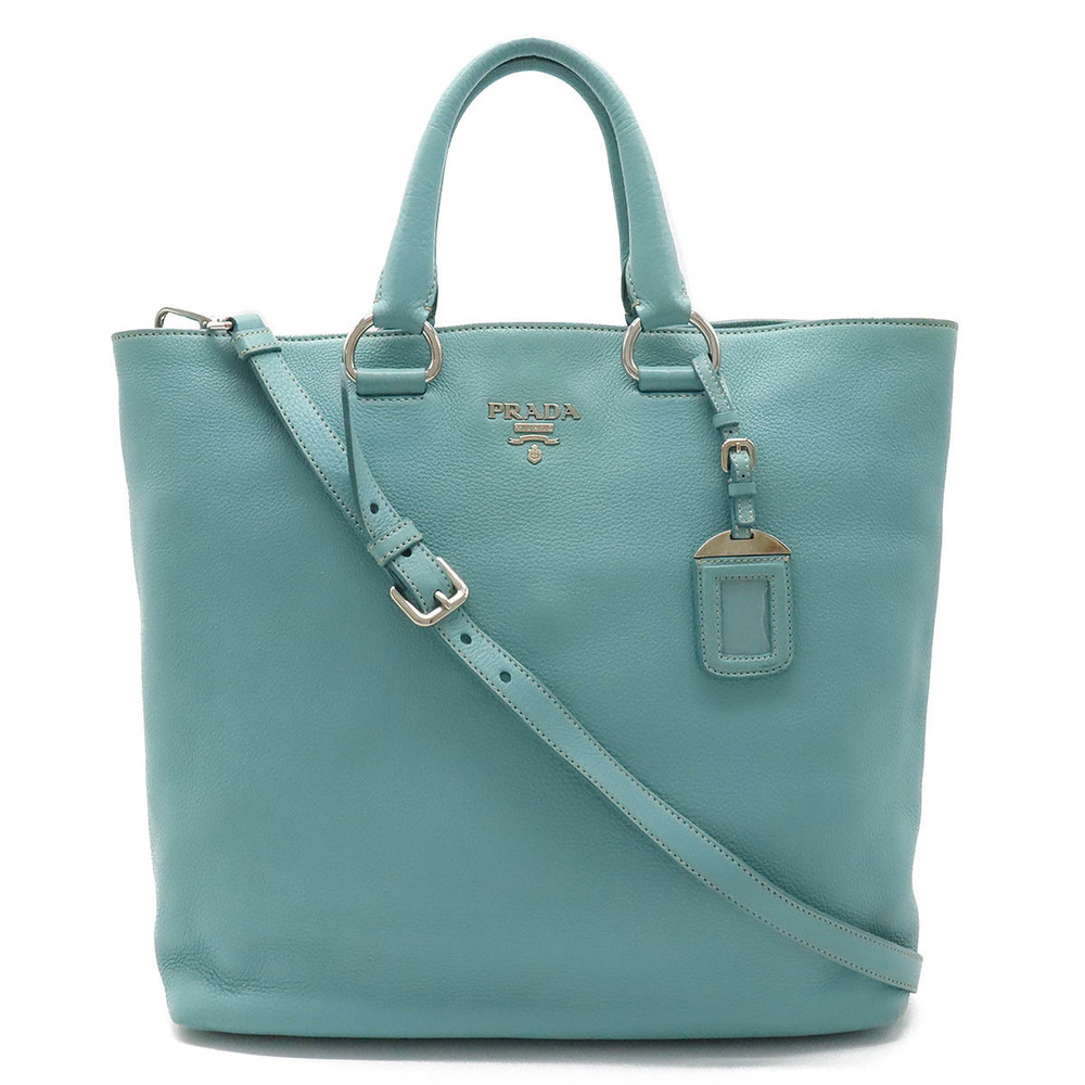 Prada Vitello Daino Tote Bag Crossbody Leather ANICE Blue Duty